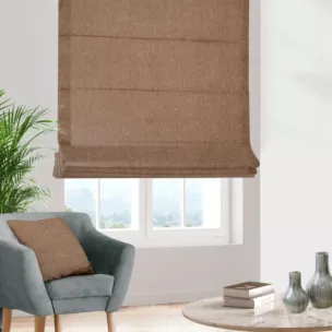 Roleta rzymska miedziana z eleganckiej błyszczącej tkaniny