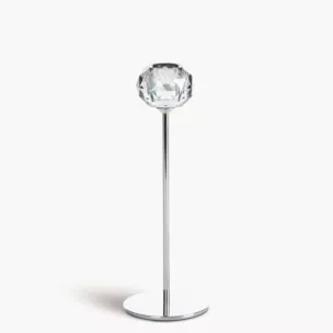 Świecznik dekoracyjny srebrno, grafitowy o kryształowej okrągłej formie na smukłej nóżce rozmiar 8x23 cm LARA 2