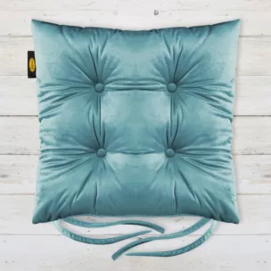 Poduszka na krzesło 40 x 40 x 8 cm dwustronna welwetowa morska z czterema pikowaniami