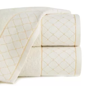 Ręcznik kąpielowy 50x90 cm bawełniany kolor kremowy z miękką szenilową bordiurą 520 g/m2 MARTHA