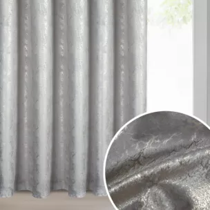 Zasłona stalowo, szampańska welwetowa z błyszczącym nadrukiem 140x250 cm taśma - INGRID