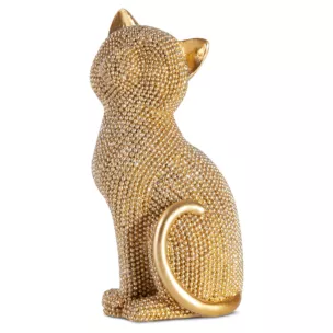 Figurka złota kot  o drobnym strukturalnym wzorze 7x6x15 cm ELDO
