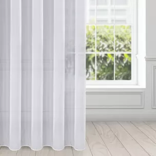 Firana biała z gładkiego mlecznego woalu wykończona szwem obciążającym VIOLET 300x230 cm flex 1:2