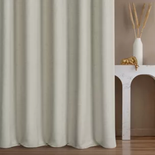 Zasłona szyta na taśmie 5 cm naturalna z tkaniny blackout zaciemniającej w 100% o naturalnej strukturze