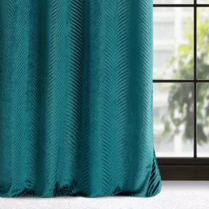 Zasłona ciemnoturkusowa z błyszczącego strukturalnego welwetu 140x250 cm przelotka - LUSSI