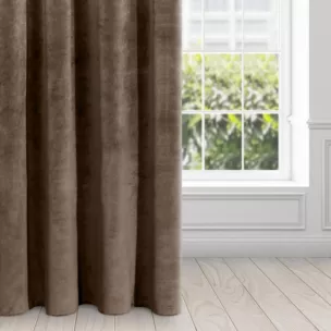Zasłona brązowa z ekskluzywnego aksamitnego welwetu 290 g/m2 140x250 cm 10 szt. przelotek - VILLA