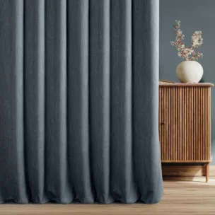 Zasłona szyta na flexach ciemnografitowa z tkaniny o naturalnym splocie z efektem melanżu