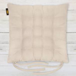 Poduszka na krzesło 40 x 40 x 6 cm  welurowa ciemnokremowa z szesnastoma pikowaniami ADORE