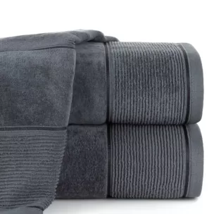 Ręcznik kąpielowy 50x90 cm bawełniany kolor stalowy z welurową bordiurą 500 g/m2 EMMA