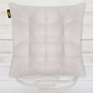 Poduszka na krzesło 40 x 40 x 6 cm  dwustronna welurowa srebrna z dziewięcioma pikowaniami ADORE