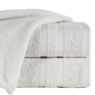 Ręcznik kąpielowy 100x150 cm bawełniany kolor kremowy z ozdobną bordiurą 500 g/m2 MILO