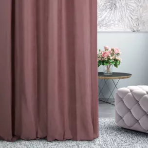 Zasłona szyta na taśmie 5 cm DORA - HIT wrzosowa z miękkiej tkaniny o welurowej strukturze