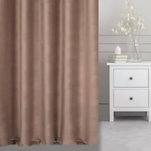 Zasłona szyta na taśmie 5 cm jasnobrązowa z gładkiego, matowego welwetu