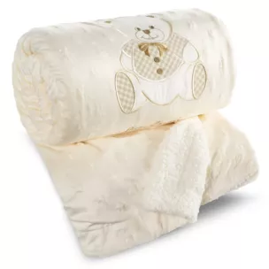 Koc dziecięcy 110x140 cm beżowy z dodatkiem przyjemnej tkaniny barankowej BABY 4 Pierre Cardin