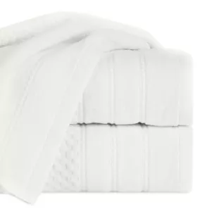 Ręcznik do rąk 30x50 cm bawełniany kolor kremowy z ozdobną bordiurą w paseczki 500 g/m2 ADORE