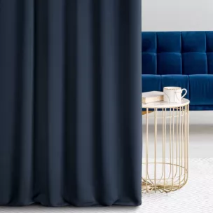 Zasłona szyta na taśmie 5 cm granatowa z gładkiej tkaniny zaciemniającej typu dimout