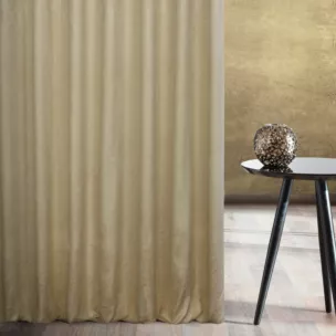 Zasłona szyta na taśmie 5 cm złota z lekko usztywnianej tkaniny z przecieranym wzorem