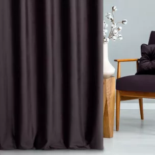 Zasłona szyta na taśmie 5 cm ciemnofioletowa z miękkiej półmatowej tkaniny welwetowej
