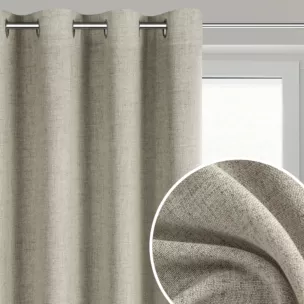 Zasłona ciemnobeżowa o naturalnym melanżowym splocie 140x250 cm przelotka - LINDA