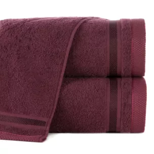 Ręcznik do rąk 40x60 cm bawełniany kolor bordowy z bordiurą w paski 500 g/m2 ABBIE