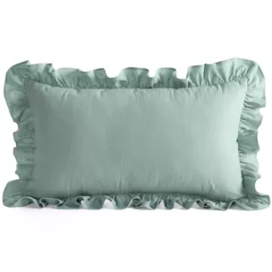 Poszewka na poduszkę 30x50 cm bawełniana z ozdobną falbanką szałwiowa