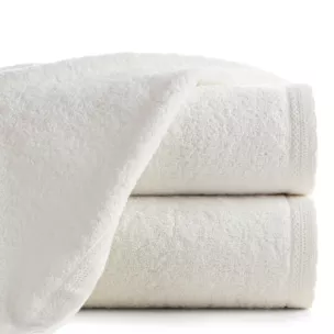 Ręcznik kąpielowy 70x140 cm bawełniany kolor kremowy zdobiony kordonkową koronką SOFIA