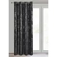 Zasłona czarno, srebrzysta zdobiona błyszczącym nadrukiem 140x250 cm przelotka - LIBI