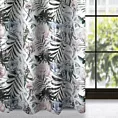 Zasłona welwetowa biało, srebrzysta ze wzorem egzotycznych liści 140x250 cm przelotka - MALIBU