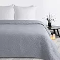 Narzuta imitująca len srebrna 170x210 cm pikowana metodą hot press w geometryczny wzór  LEN Design 91