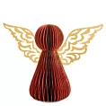Figurka świąteczna ANIOŁ z złotymi ażurowymi skrzydłami w stylu eko