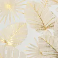 Zasłona kremowo, złota zdobiona błyszczącym motywem egzotycznych liści 140x250 cm złote przelotki - ZARIA