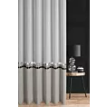 Firana szyta na taśmie 5 cm naturalno popielata z dwukolorowej etaminy, zdobionej naszytą aplikacją Italissima Eva Minge