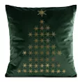 Poszewka na poduszkę 45x45 cm welwetowa kolor zielony zdobiona złotym nadrukiem JOY