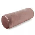 Poduszka dekoracyjna wałek 15 x 45 cm welwetowa ciemnoróżowa zdobiony kontrastującą lamówką GAJA