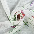 Zazdrostka biało, zielona z etaminy z nadrukiem letnich kwiatów polnych i koronką 150x30 cm tunel SYLWIA