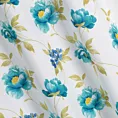 Zasłona biało, niebieska w niebieskie kwiaty 140x250 przelotka - ALMA