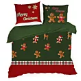 Pościel świąteczna 220x200 z mikrowłókna kolor czerwony, zielony  z motywem pierników GINGER 2