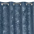 Zasłona welwetowa ciemnoniebieska z trójwymiarowym wzorem liści 140x250 cm przelotka - LIVIA