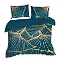 Pościel 160x200 cm z makosatyny bawełnianej kolor ciemnoturkusowy, złoty z fantazyjnym wzorem MUSA 3 Limited Collection