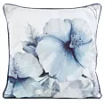 Poszewka na poduszkę 45x45 cm welwetowa, niebisko kremowa, dwustronna z motywem kwiatów VELVET 141 Eurofirany Premium