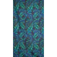 Zasłona czarno, granatowa zdobiona nadrukiem palmowych liści 140x250 cm przelotka - PALMAS