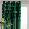 Zasłona welwetowa ciemnozielona zdobiona falbanami 140x250 cm przelotka - AURA