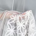 Dekoracja okienna biała z gładkiej tkaniny zdobiona pasem aplikacji w kwiaty 140x250 cm przelotka - LIWIA - EVA MINGE