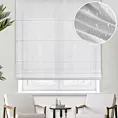 Roleta rzymska VANITA biała lekko połyskująca z efektem pogrubionynych nici, wykończona obciążnikiem