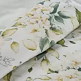 Pościel 140x200 cm bawełniana kolor biały, zielony w kwiaty SONIA 35