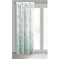 Dekoracja okienna biało, zielona z lekkiej etaminy z nadrukiem gałązek 140x270 cm taśma CLARISSA Design 91