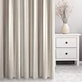 Zasłona szyta na taśmie 5 cm kremowo beżowa z tkaniny o naturalnym splocie z nadrukowanym wzorem w pasy