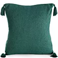 Poszewka na poduszkę 45x45 cm gładka ciemnozielona z ozdobnymi chwostami na rogach POLY