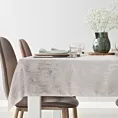 Obrus kremowo, szampański 160x260 cm żakardowy INES z subtelnym delikatnym wzorem przecierki