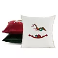 Poszewka na poduszkę 45x45 cm welwetowa kolor biały z haftem z konikiem na biegunach